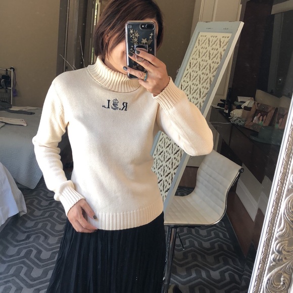 Polo Ralph Lauren Sweaters - - Vintage Ralph Lauren Cream white turtleneck sweater 42